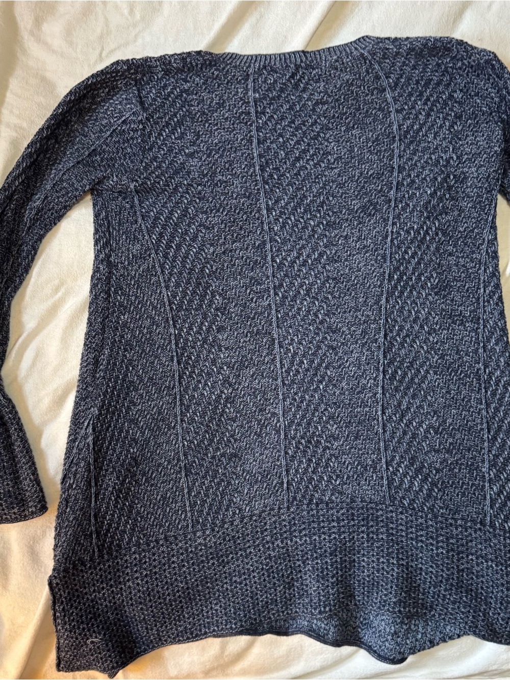 Eight Eight Eight 100% Cotton Textured Chevron Knit Sweater M Navy Gray - Picture 5 of 5